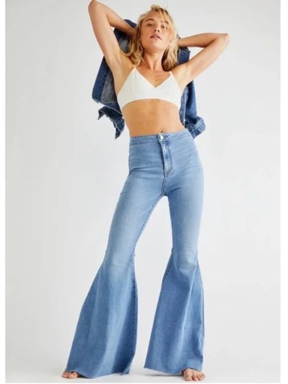 Free People High-Rise Light Blue Flare Jeans 26